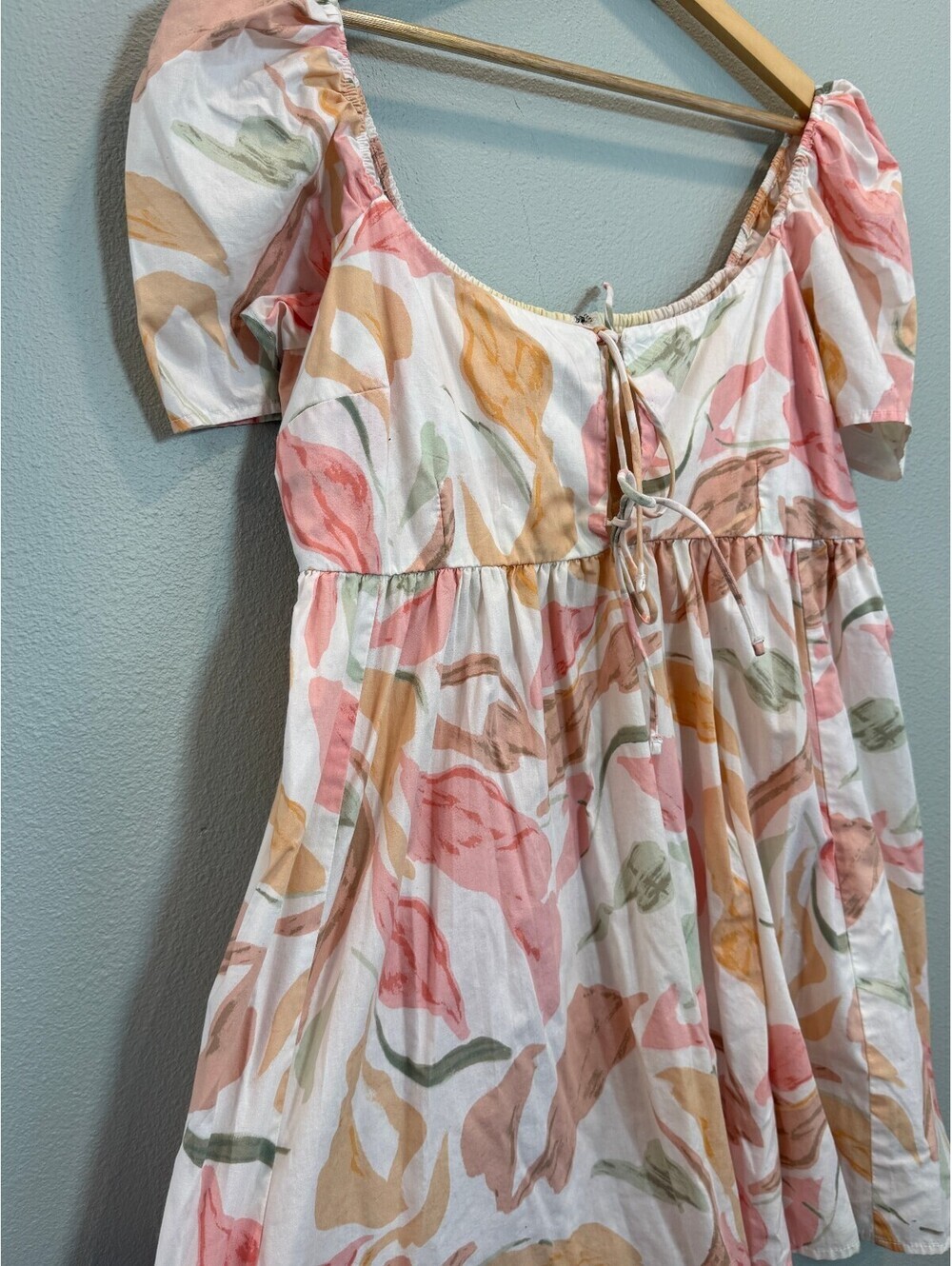 Abercrombie & Fitch Summer Front Tie Baby Doll Mini Dress - Women's XL Petite - Picture 3 of 6